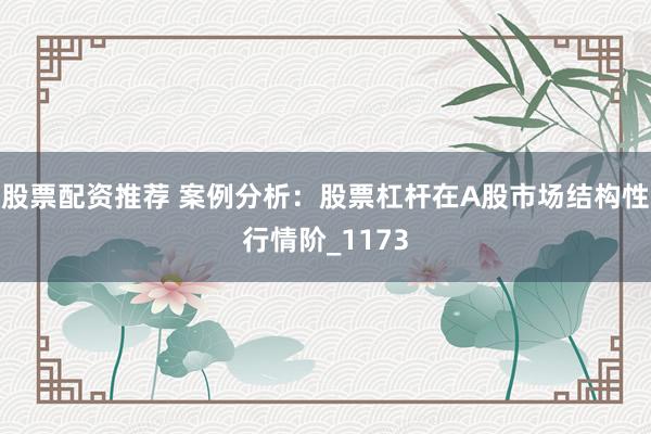 股票配资推荐 案例分析：股票杠杆在A股市场结构性行情阶_1173