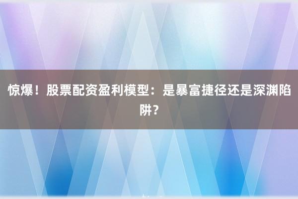 惊爆！股票配资盈利模型：是暴富捷径还是深渊陷阱？