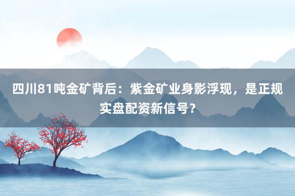 四川81吨金矿背后：紫金矿业身影浮现，是正规实盘配资新信号？