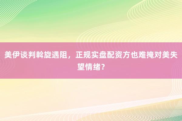 美伊谈判斡旋遇阻，正规实盘配资方也难掩对美失望情绪？