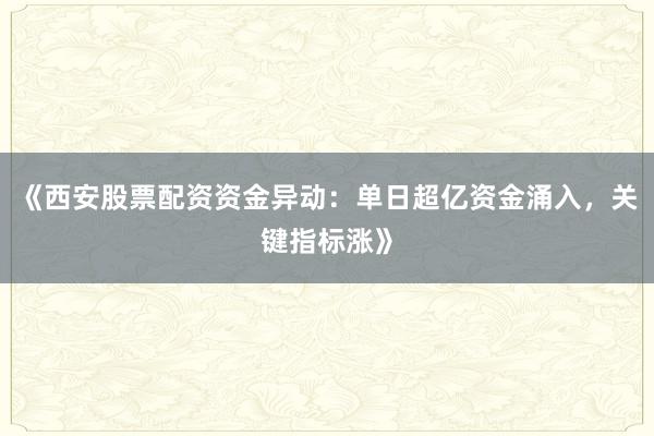 《西安股票配资资金异动：单日超亿资金涌入，关键指标涨》