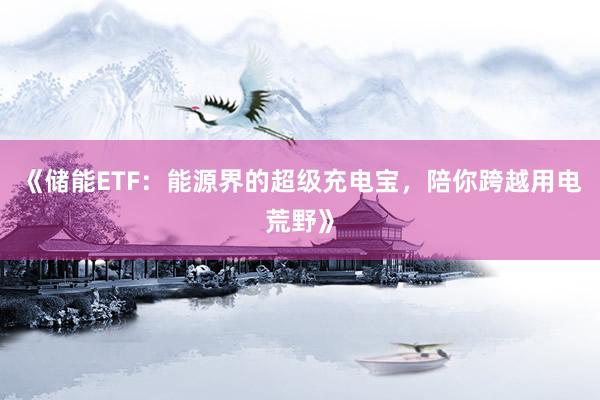 《储能ETF：能源界的超级充电宝，陪你跨越用电荒野》